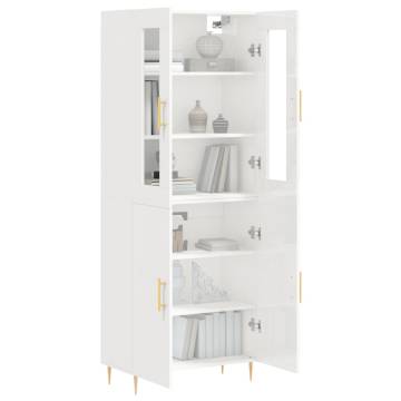 Elegant Highboard High Gloss White | 69.5x34x180 cm