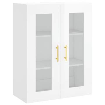 Elegant Highboard High Gloss White | 69.5x34x180 cm