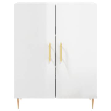 Elegant Highboard High Gloss White | 69.5x34x180 cm