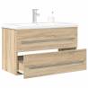  2 Piece Bathroom Furniture Set Sonoma Oak Engineered Wood Colour sonoma oak Size 80 x 38.5 x 48 cm Model with faucet Number of 1 