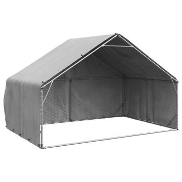 Outdoor Dog Kennel with Cover 3x2x1.9m - Galvanised Steel