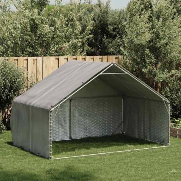 Outdoor Dog Kennel with Cover 3x2x1.9m - Galvanised Steel