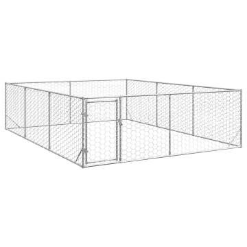 Outdoor Dog Kennel with Door - Galvanised Steel 3x4x1 m