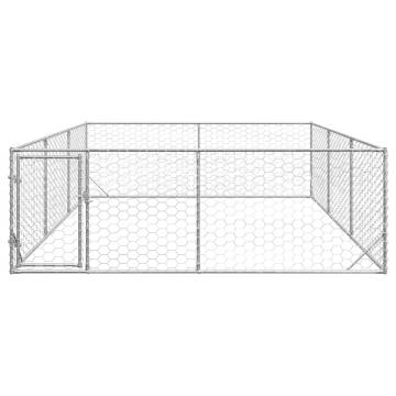 Outdoor Dog Kennel with Door - Galvanised Steel 3x4x1 m