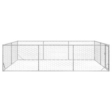 Outdoor Dog Kennel with Door - Galvanised Steel 3x4x1 m