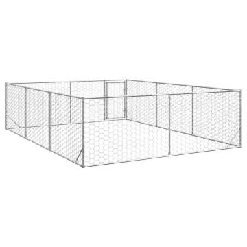 Outdoor Dog Kennel with Door - Galvanised Steel 3x4x1 m