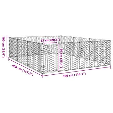 Outdoor Dog Kennel with Door - Galvanised Steel 3x4x1 m