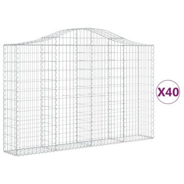 Arched Gabion Baskets - 40 pcs Galvanised Iron | Hipomarket