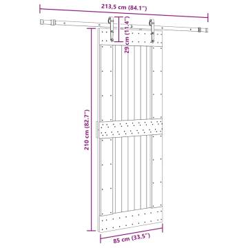 Solid Wood Sliding Door 85x210 cm with Hardware Set | Hipomarket UK