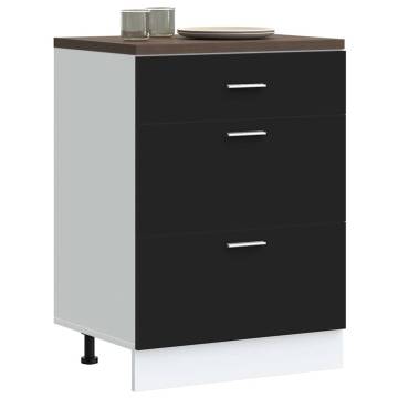 Black Kitchen Base Cabinet - Engineered Wood Storage Solution