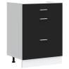 Black Kitchen Base Cabinet - Engineered Wood Storage Solution