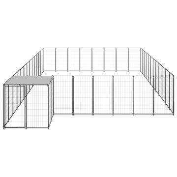 Dog Kennel Black 30.25 m² Steel - Durable Outdoor Enclosure