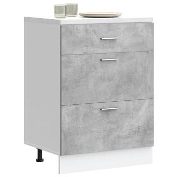 Kitchen Base Cabinet - Concrete Grey Engineered Wood | HipoMarket