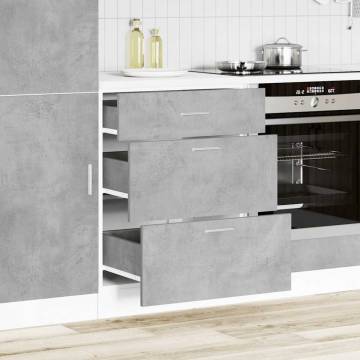 Kitchen Base Cabinet - Concrete Grey Engineered Wood | HipoMarket