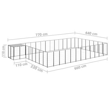 Dog Kennel Black 30.25 m² Steel - Durable Outdoor Enclosure