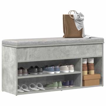 Elegant Shoe Bench - Concrete Grey Engineered Wood 102x30.5 cm