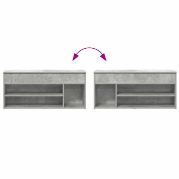 Elegant Shoe Bench - Concrete Grey Engineered Wood 102x30.5 cm