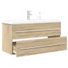  2 Piece Bathroom Furniture Set Sonoma Oak Engineered Wood Colour sonoma oak Size 100 x 38.5 x 48 cm Model with faucet Number of 1 