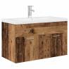 Stylish Sink Cabinet with Basin & Faucet - Old Wood Finish