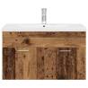 Stylish Sink Cabinet with Basin & Faucet - Old Wood Finish