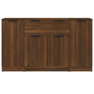 Stylish 3-Piece Brown Oak Engineered Wood Sideboards