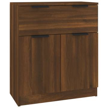 Stylish 3-Piece Brown Oak Engineered Wood Sideboards