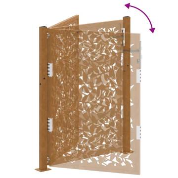 Garden Gate 105x130 cm - Weathering Steel Leaf Design | HipoMarket