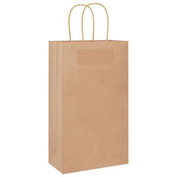 50 Pack Brown Paper Bags with Handles - Eco-Friendly & Durable