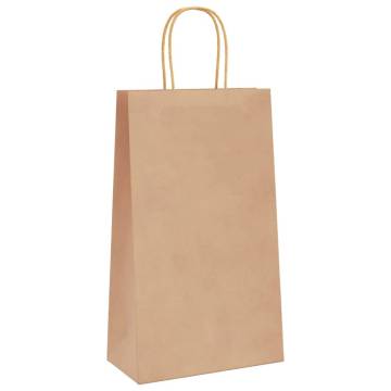 50 Pack Brown Paper Bags with Handles - Eco-Friendly & Durable