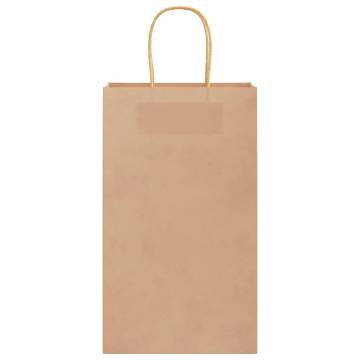 50 Pack Brown Paper Bags with Handles - Eco-Friendly & Durable