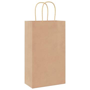 50 Pack Brown Paper Bags with Handles - Eco-Friendly & Durable