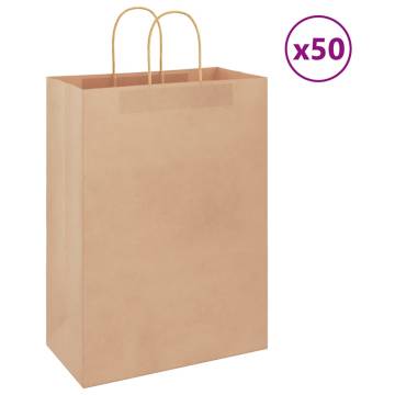 Brown Paper Bags with Handles - 50 pcs | Eco-Friendly Packaging