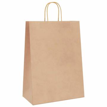 Brown Paper Bags with Handles - 50 pcs | Eco-Friendly Packaging