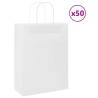 Paper Bags with Handles - 50 Pcs White 26x12x35 cm