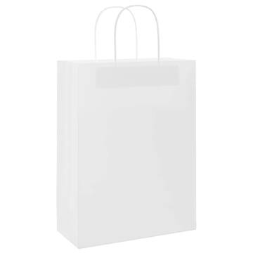 Paper Bags with Handles - 50 Pcs White 26x12x35 cm