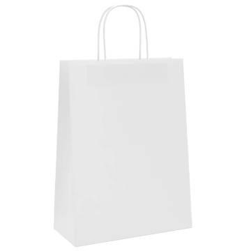 Paper Bags with Handles - 50 Pcs White 26x12x35 cm