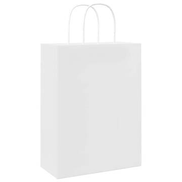 Paper Bags with Handles - 50 Pcs White 26x12x35 cm