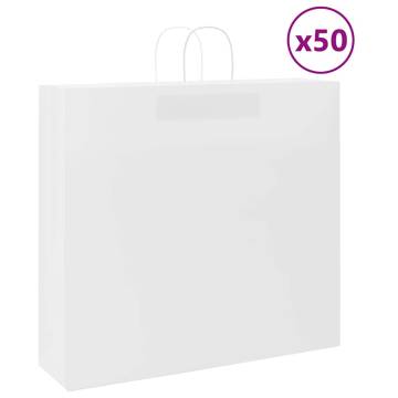 Paper Bags 50 pcs with Handles - White Kraft 54x15x49 cm