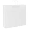 Paper Bags 50 pcs with Handles - White Kraft 54x15x49 cm