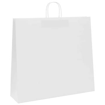 Paper Bags 50 pcs with Handles - White Kraft 54x15x49 cm