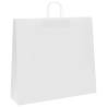 Paper Bags 50 pcs with Handles - White Kraft 54x15x49 cm