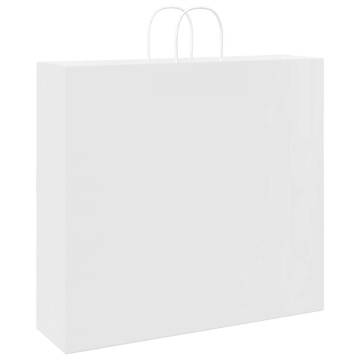 Paper Bags 50 pcs with Handles - White Kraft 54x15x49 cm