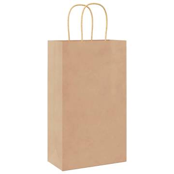 250 Brown Paper Bags with Handles - Eco-Friendly Packaging