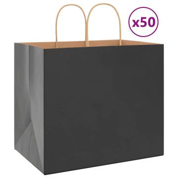 Buy Durable Black Paper Bags with Handles - 50 pcs | HipoMarket