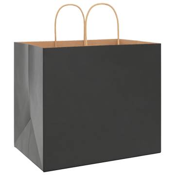 Buy Durable Black Paper Bags with Handles - 50 pcs | HipoMarket