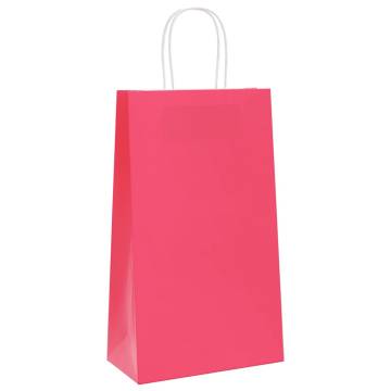 50 Pink Paper Bags with Handles - Sustainable & Versatile