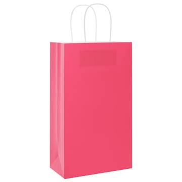 50 Pink Paper Bags with Handles - Sustainable & Versatile