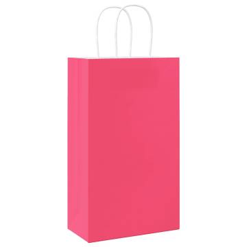 50 Pink Paper Bags with Handles - Sustainable & Versatile