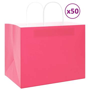 Pink Paper Bags with Handles - 50 pcs | Eco-Friendly Solution