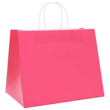 Pink Paper Bags with Handles - 50 pcs | Eco-Friendly Solution